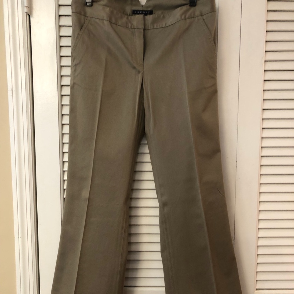 Theory Ani Khaki cotton pants